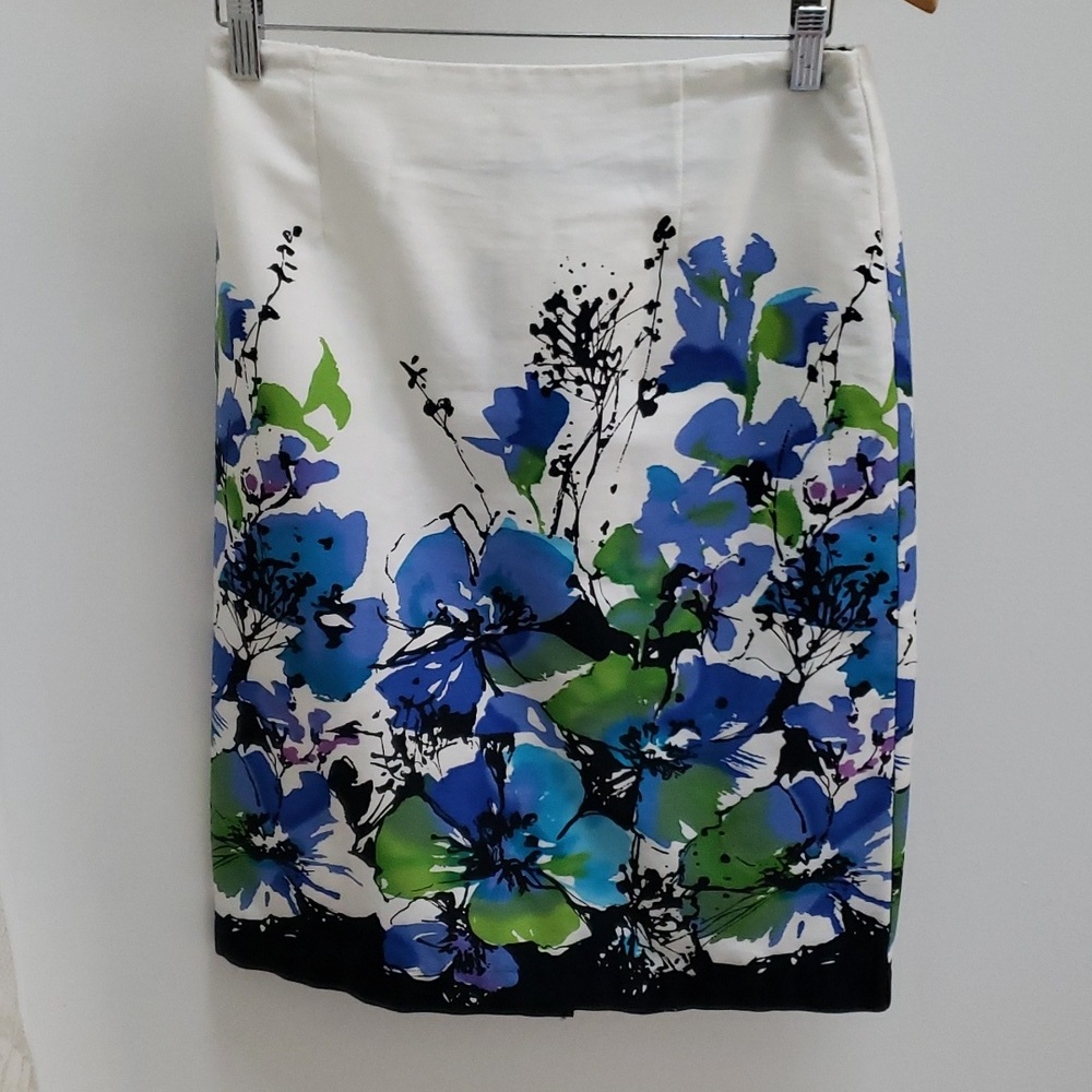 Notations floral turquoise floral Pencil Skirt, Size S